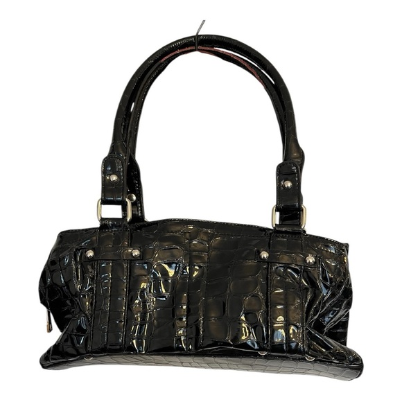 Black Crocodile-Embossed Women's Handbag - Picture 1 of 9